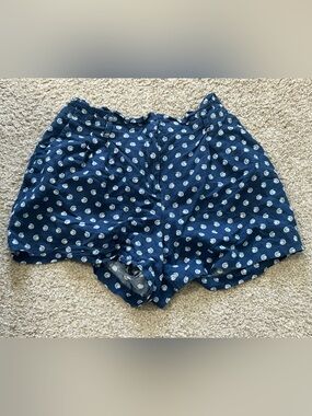 LOFT Navy Blue Floral Print Shorts